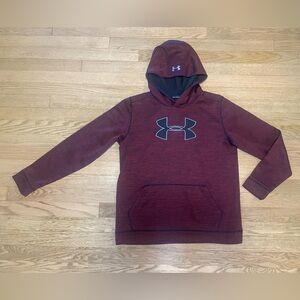 Under Armour Burgundy Hoodie with Black Logo - Sz YXL